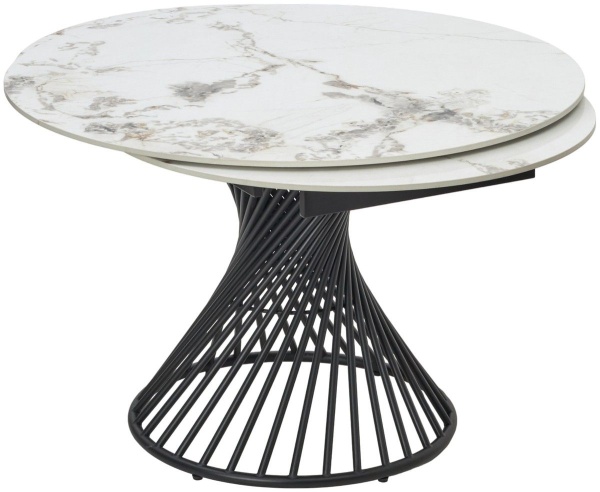 Стол круглый раскладной Tower (120+35+35) керамика глянцевая, светлая от интернет-магазина IDODOM.RU