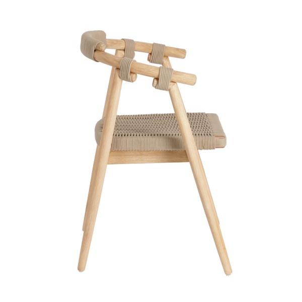 Стул Majela из массива эвкалипта с отделкой под дуб и бежевой веревкой от интернет-магазина IDODOM.RU