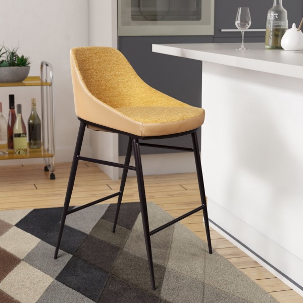 Стул полубарный Vincent, велюр комби жёлтый от интернет-магазина IDODOM.RU