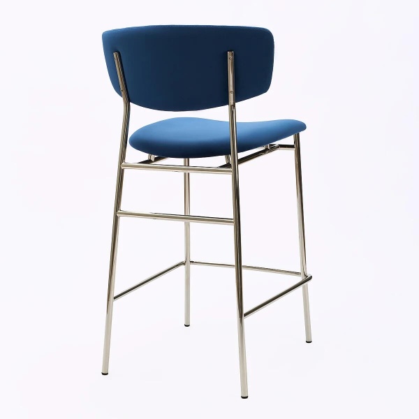 Стул полубарный Deimos, микровелюр синий, опоры хром от интернет-магазина IDODOM.RU
