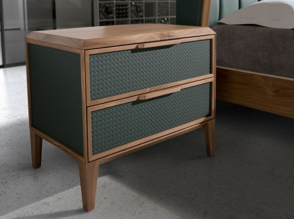 Прикроватная тумбочка 7149/CP2305-H темно-зеленого цвета из пластика и ореха от интернет-магазина IDODOM.RU