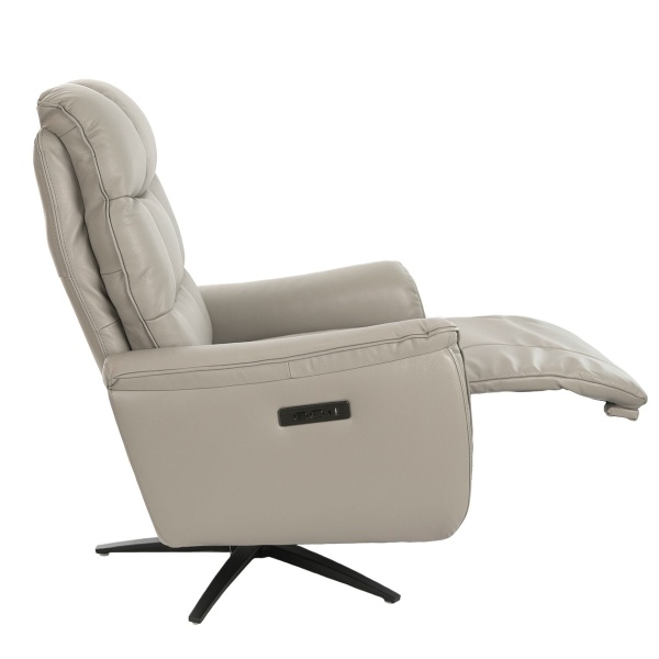 Поворотное кресло-реклайнер 5114/KM-A6010-M565 серое кожаное от интернет-магазина IDODOM.RU