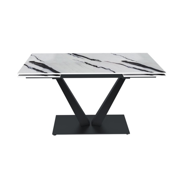 Стол раскладной Malibu (140+40+40), керамика глянцевая Panda White от интернет-магазина IDODOM.RU