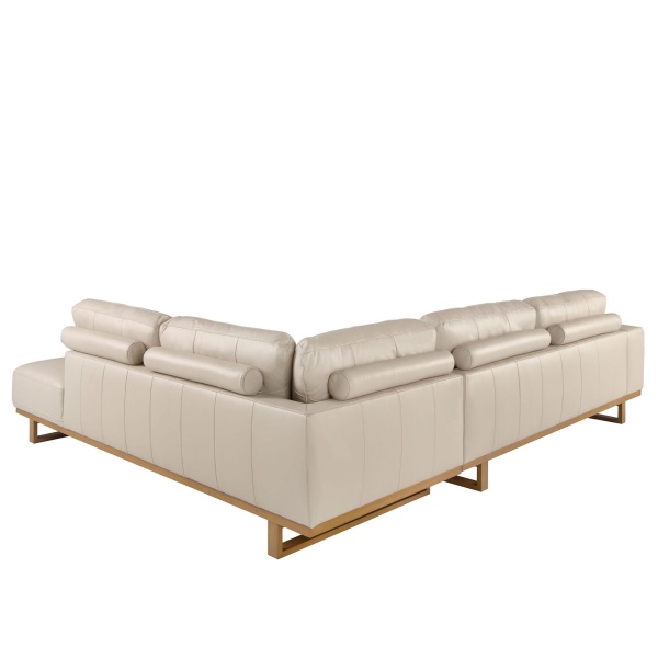 Угловой диван с правым шезлонгом 6203/5603-R-T541011 из песочной кожи от интернет-магазина IDODOM.RU