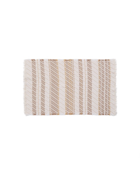 Коврик для ванной Milda из 100% хлопка белого и бежевого цвета с бахромой 50 x 70 см от интернет-магазина IDODOM.RU