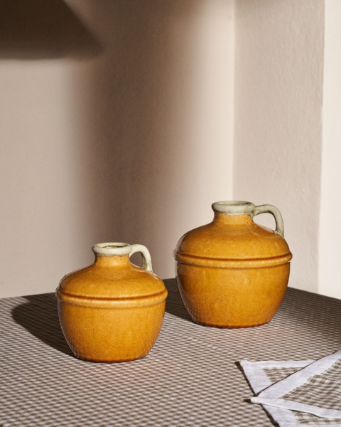 Tamariu Керамическая ваза горчичного цвета 16 см от интернет-магазина IDODOM.RU