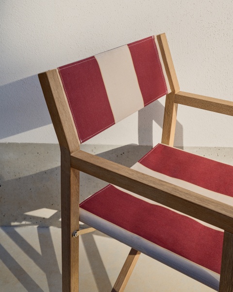 Складной стул для улицы Vilara в бордово-бежевую полоску от интернет-магазина IDODOM.RU