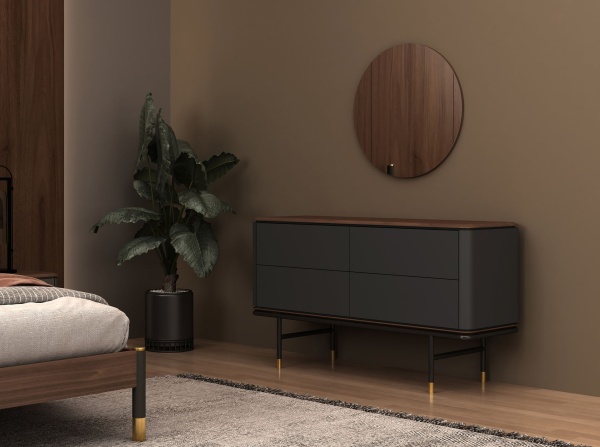 Комод 7172/CP2308C3 из темно-серого дерева с ореховой столешницей от интернет-магазина IDODOM.RU