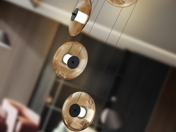 Diabolo Люстра 5L - черный-янтарный от интернет-магазина IDODOM.RU