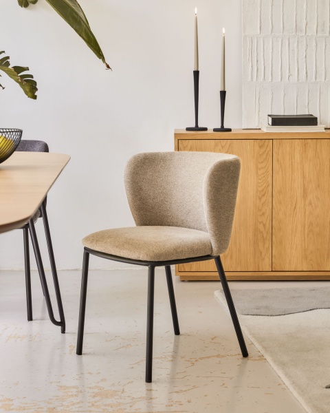 Ciselia Стул из синели светло-коричневого цвета и черной стали от интернет-магазина IDODOM.RU