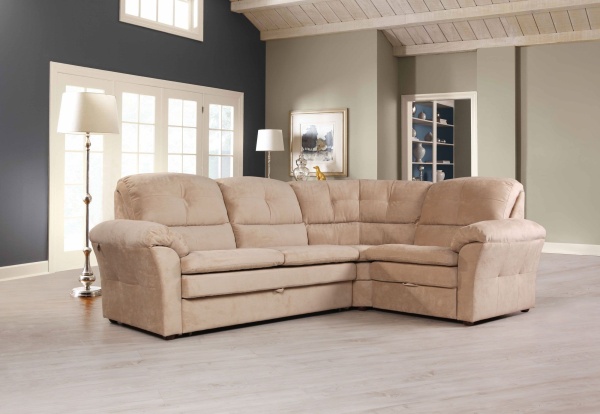 Diamante диван-кровать угловой велюр бежевый от интернет-магазина IDODOM.RU