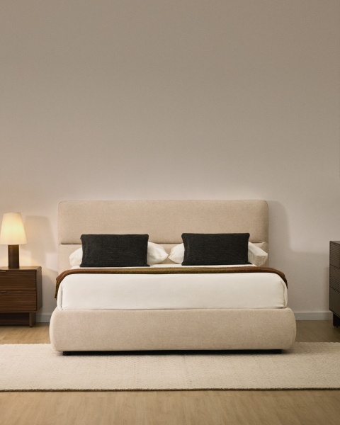 Кровать Dafra бежевого цвета из шенилла с ящиком для хранения 160 х 200 см от интернет-магазина IDODOM.RU