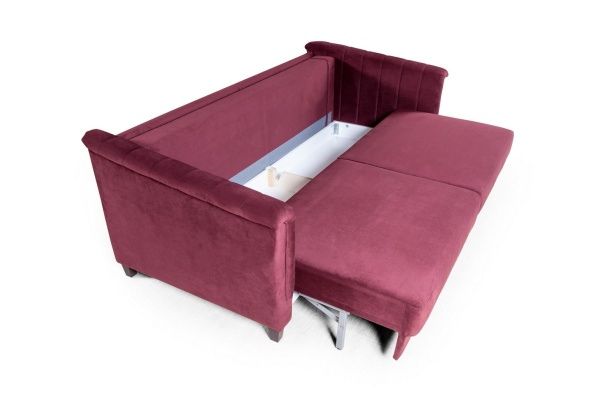 Амстердам диван-кровать трехместный прямой, велюр красный от интернет-магазина IDODOM.RU