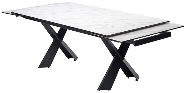 Стол обеденный Aristo (200+50+50) керамика матовая белая от интернет-магазина IDODOM.RU