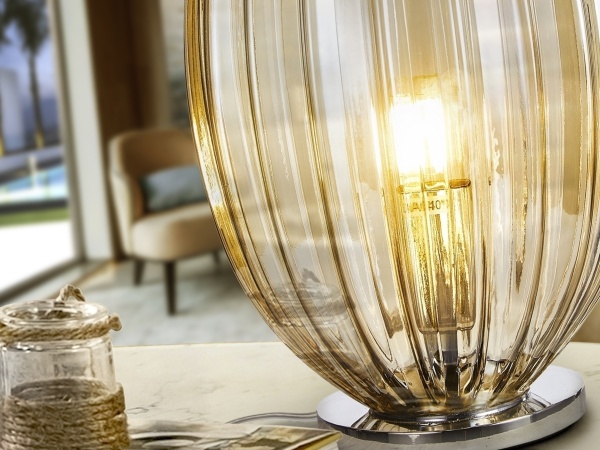 Настольная лампа Ovila 1L коньячный Ø20 от интернет-магазина IDODOM.RU