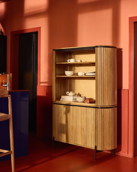 Licia Высокий буфет из дерева манго с натуральной отделкой и металла 120x170см от интернет-магазина IDODOM.RU