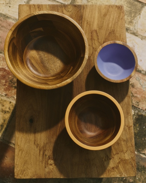 Zairin Чаша из дерева акации с желтой каймой от интернет-магазина IDODOM.RU