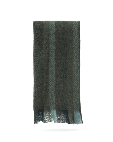 Плед Vilo из шерстяной смеси зеленый в полоску 130 x 170 от интернет-магазина IDODOM.RU