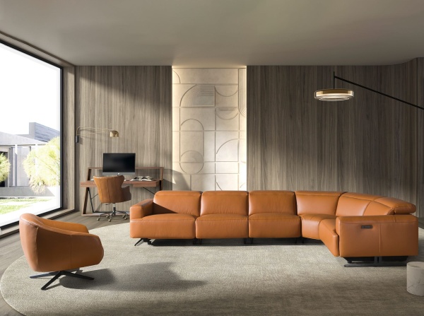 Вращающееся кресло 4166 из темно-коричневой кожи от интернет-магазина IDODOM.RU