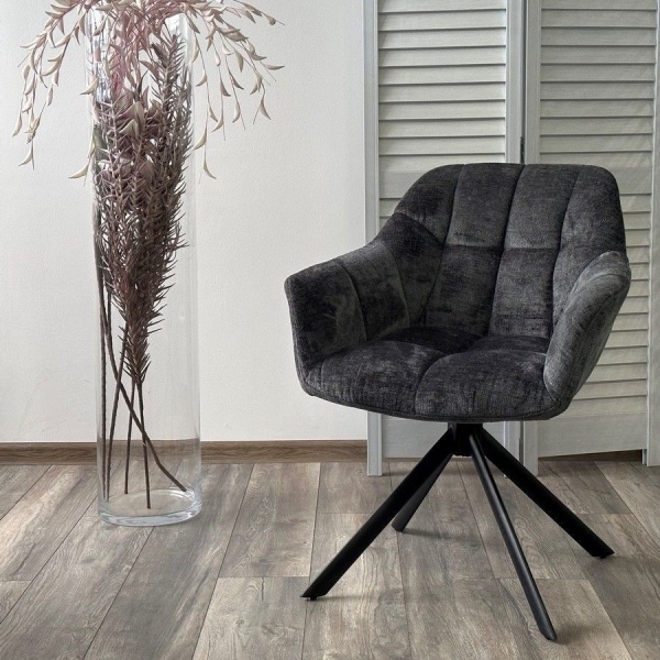 Стул Abba шенилл темно-серый, поворотно-возвратный механизм 180 градусов с возвратом от интернет-магазина IDODOM.RU