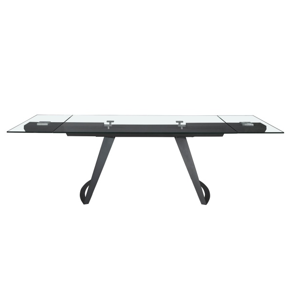 Прямоугольный раздвижной обеденный стол 1150 из стекла и черной стали от интернет-магазина IDODOM.RU