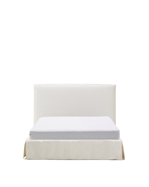 Кровать Jaira из белого шенилла со съемным чехлом для матраса 150x190 см от интернет-магазина IDODOM.RU