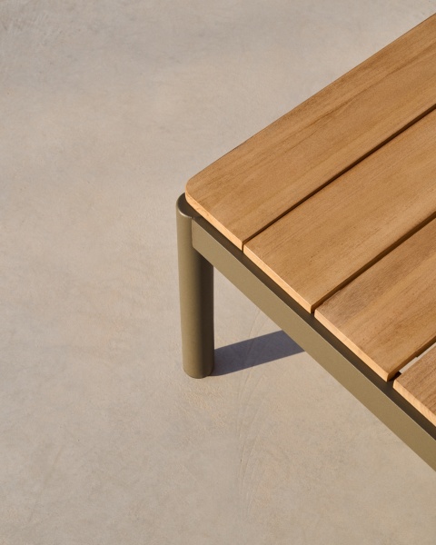 Журнальный столик Sorells из зеленого алюминия и тикового дерева 63 x 144,6 см от интернет-магазина IDODOM.RU