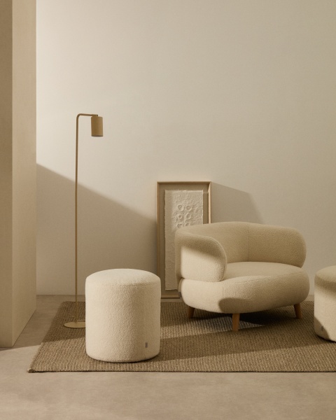 Чехол на пуф Kaeli из экрю букле Ø 43 см от интернет-магазина IDODOM.RU