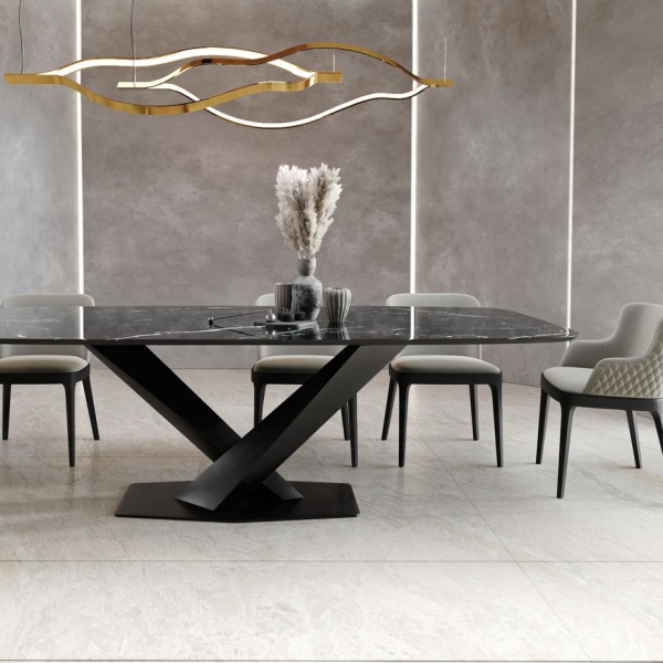 Стол Toros 180 овальный, керамика глянцевая черная от интернет-магазина IDODOM.RU