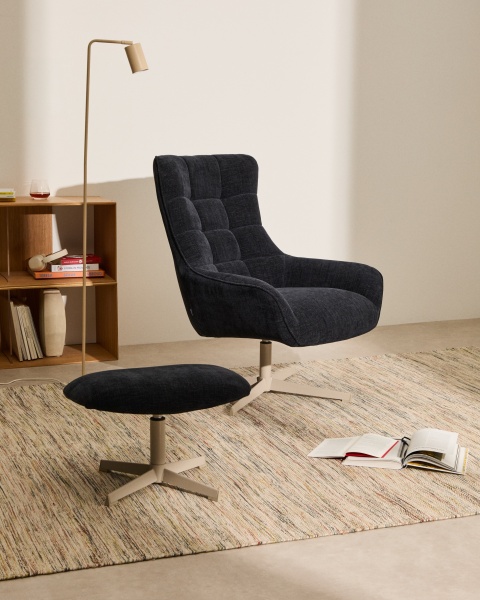 Teryl Кресло из шенилла синего цвета с серым металлом от интернет-магазина IDODOM.RU