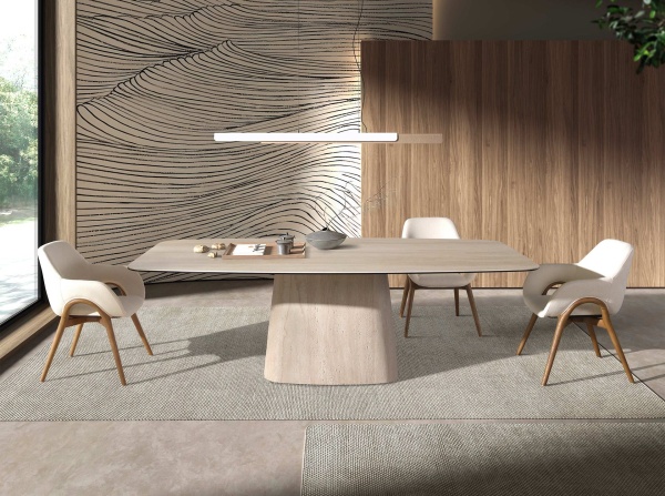 Овальный обеденный стол 1171 из керамики песочного цвета от интернет-магазина IDODOM.RU