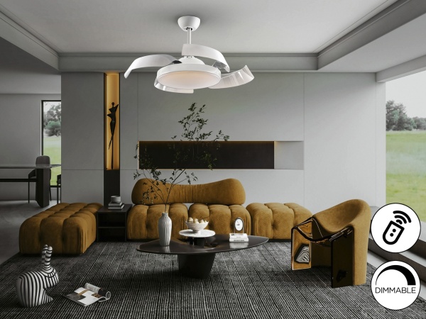 Enzo Потолочный вентилятор с освещением DIM белый от интернет-магазина IDODOM.RU