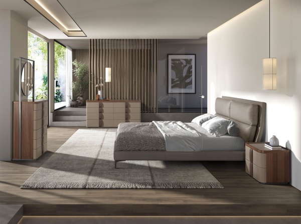 Комод 7203 из кожи, ореха и полированной стали от интернет-магазина IDODOM.RU