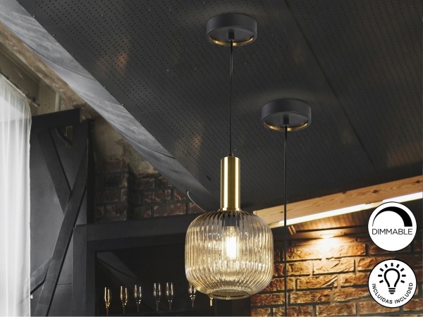 Подвесной светильник Norma 1L янтарный от интернет-магазина IDODOM.RU