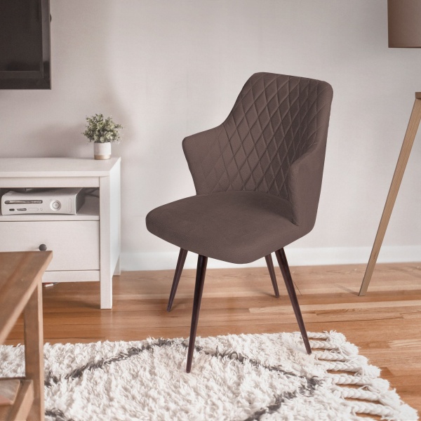 Стул поворотный на 360 градусов Hunt ромб, бархат антрацит 14 / чёрный конус от интернет-магазина IDODOM.RU