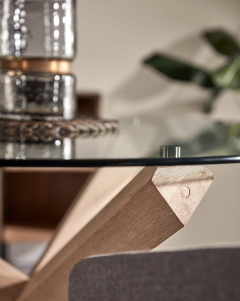 Стол Arendal Ø120 дуб, стекло от интернет-магазина IDODOM.RU