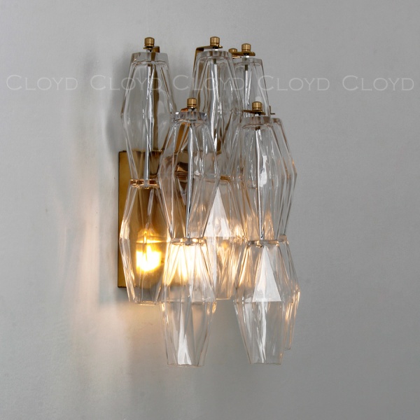 Бра Cloyd CALCUTTA W2 / выс. 37 см - латунь - прозрачн.стекло (арт.20485) от интернет-магазина IDODOM.RU