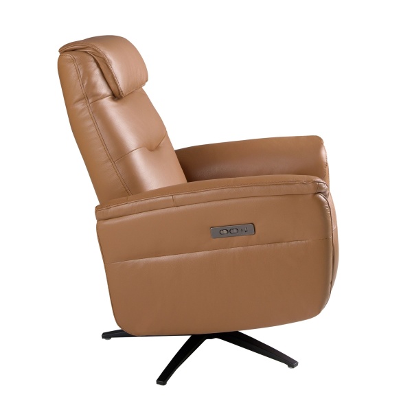 Кресло-реклайнер поворотное 5115/KM6011-M5671 из коричновой кожи от интернет-магазина IDODOM.RU