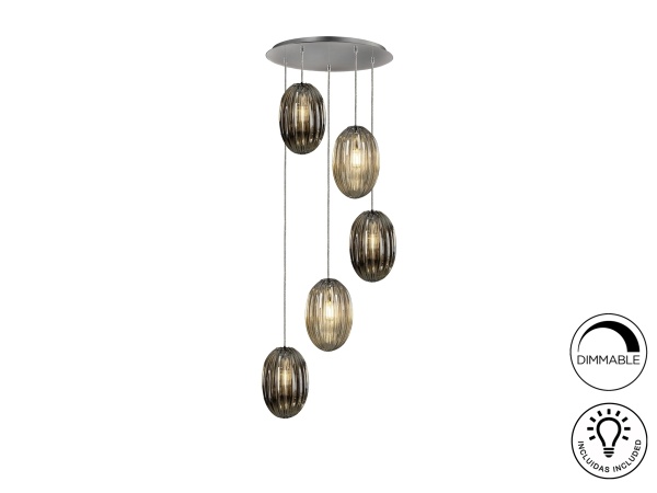 Подвесной светильник Ovila дымчатый/янтарный 5L от интернет-магазина IDODOM.RU