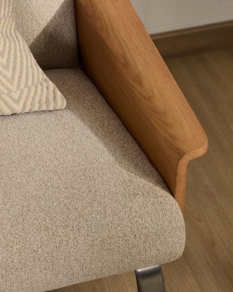 3-местный диван Amsen бежевый с подлокотниками из шпона дуба от интернет-магазина IDODOM.RU