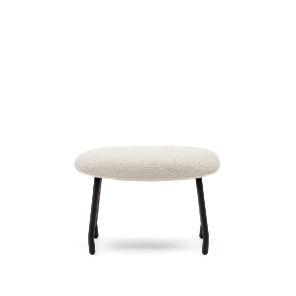 Belina Пуф для ног из белой ткани букле и стали с черной отделкой от интернет-магазина IDODOM.RU