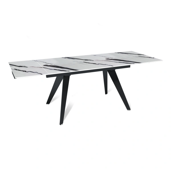 Стол раскладной Rhein (140+40+40), керамика глянцевая Panda White от интернет-магазина IDODOM.RU