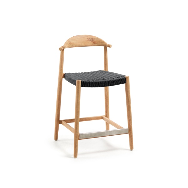 Nina Полубарный стул из массива акации с натуральной отделкой и черной веревкой 62 см от интернет-магазина IDODOM.RU