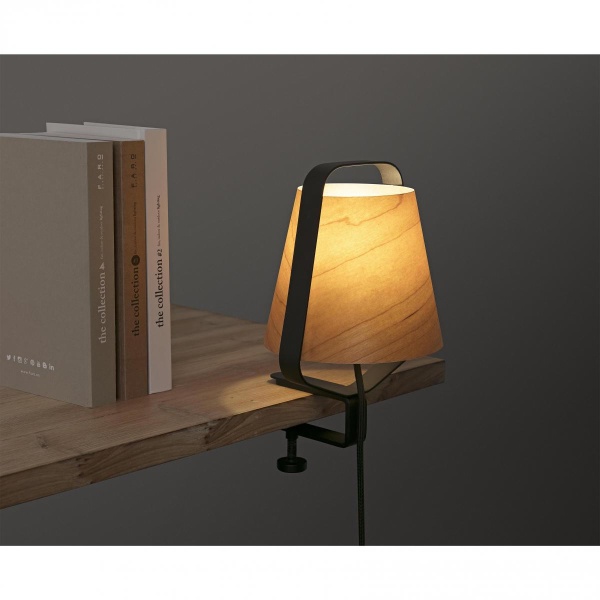 Лампа с зажимом Stood черная/дерево от интернет-магазина IDODOM.RU