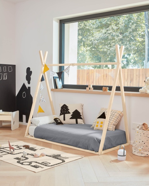 Подушка Nisi черного и бежевого цветов из 100% органического хлопка (GOTS)35 x 13 см от интернет-магазина IDODOM.RU