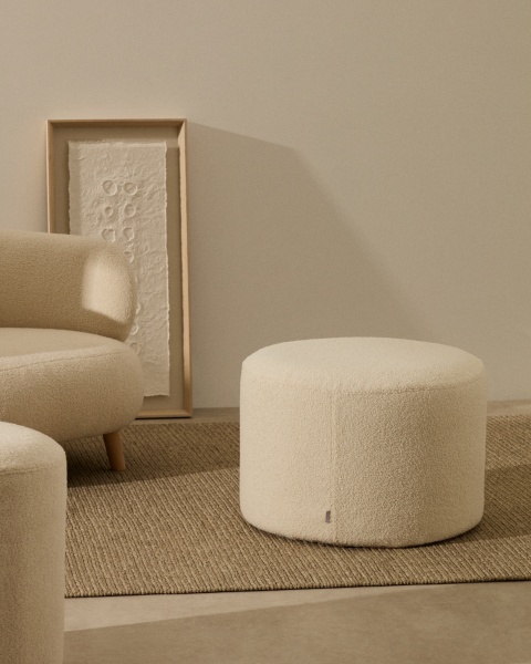 Kaeli Пуф для ног со съемным чехлом из экрю букле Ø 60 от интернет-магазина IDODOM.RU