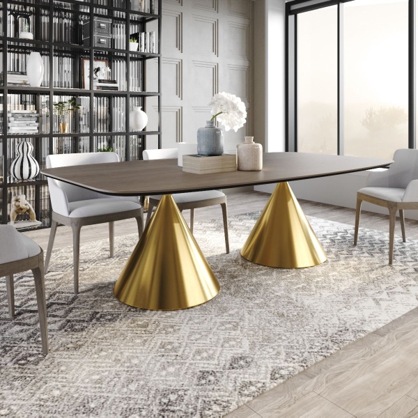 Стол овальный AXIS 200, шпон / опора золото от интернет-магазина IDODOM.RU