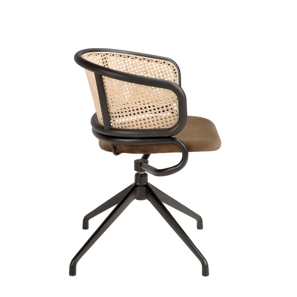 Поворотное кресло 4129/DC-1698B из бархата и ротанга от интернет-магазина IDODOM.RU