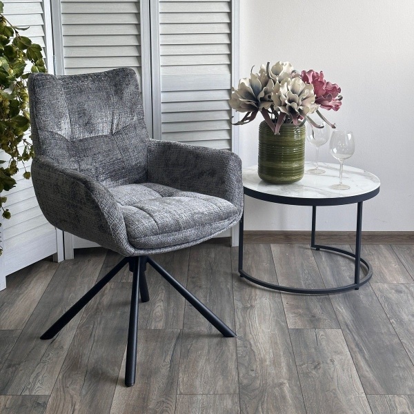 Стул Edwin шенилл серый, поворотно-возвратный механизм 360 градусов от интернет-магазина IDODOM.RU