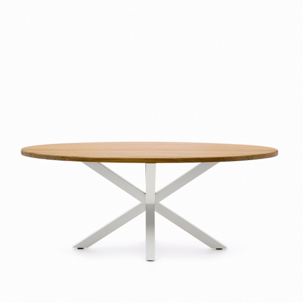 Овальный стол ARYA Argo из массива акации, белые стальные ножки 200x100 от интернет-магазина IDODOM.RU